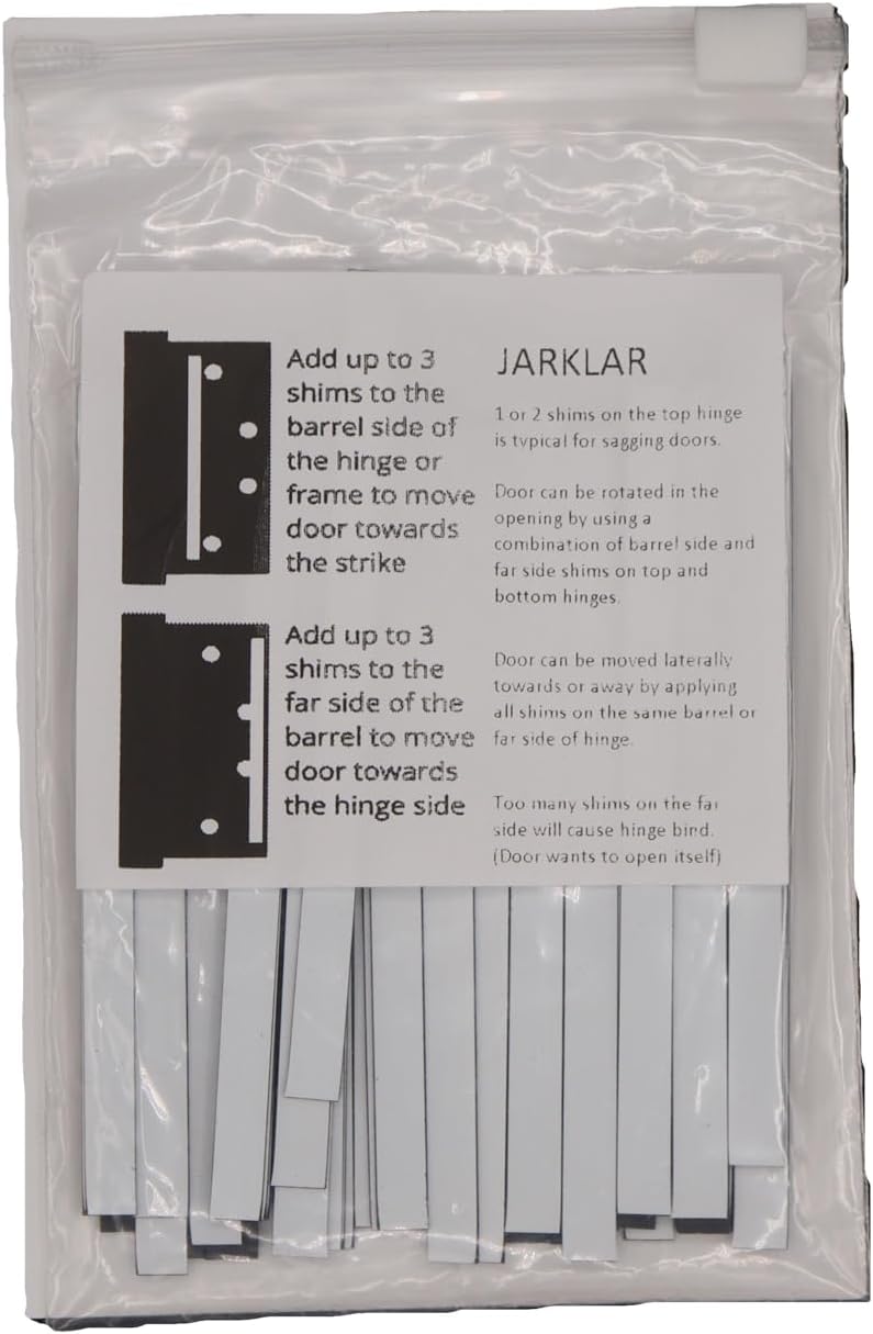 JARKLAR Magnetic Hinge Shims for Commercial Hinge Adjustments Door Repairs Prop Damage Sagging Hinges for use with 4"x4" 4-1/2" x 4-1/2" 5" x 5" Hinges Each Pack Contains 50 shims 4" x1/4" - Image 2